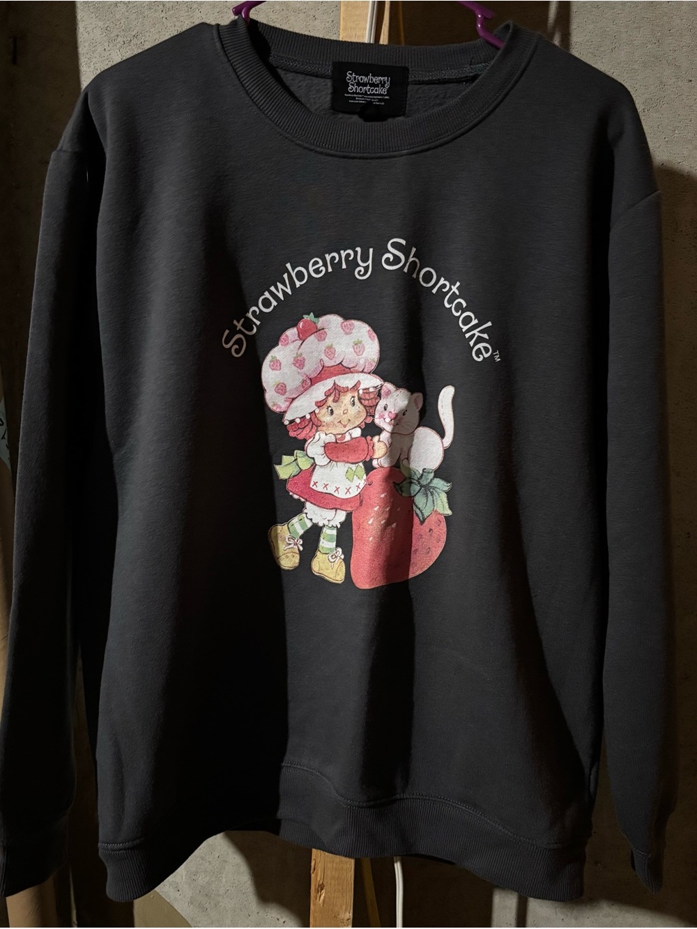 Strawberry Shortcake Black Graphic Crewneck Sweatshirt - Women's